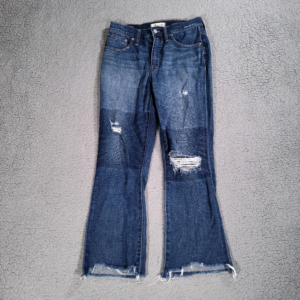 Madewell Jeans Womens 27 Blue Cali Demi Bootcut Medium Wash Distress Pockets